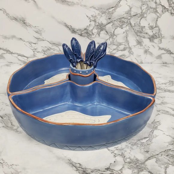 Dept 56 Serving Set 8pc Fish - Picture 2 of 7